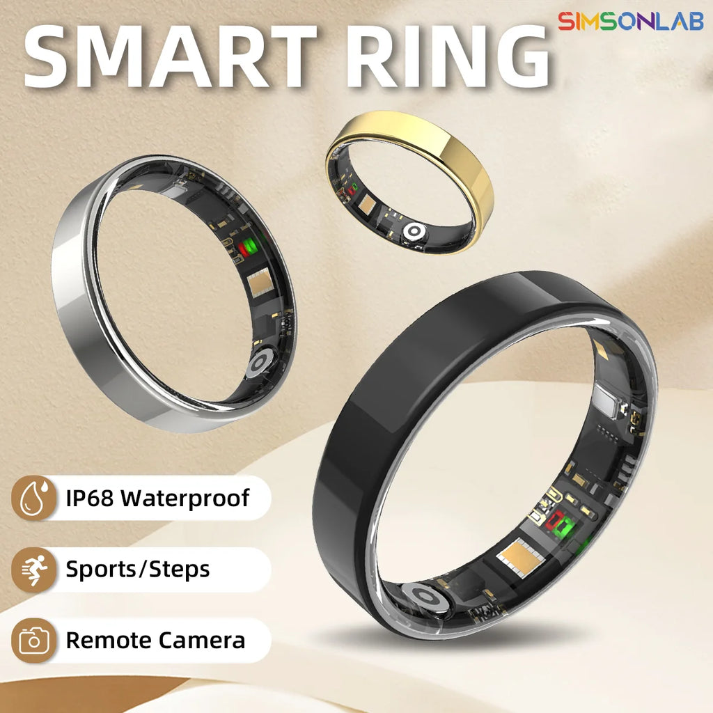 Smart Health Ring with Bluetooth connectivity, fitness tracking, sleep monitoring, waterproof stainless steel design for men and women