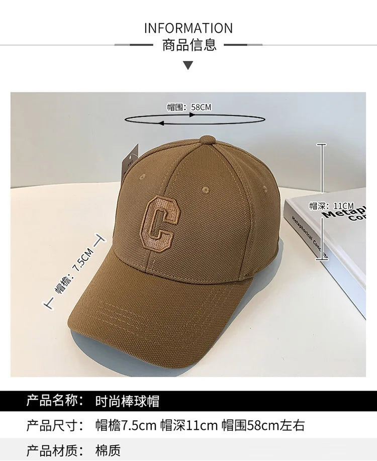 stylish C letter embroidered baseball cap front view
