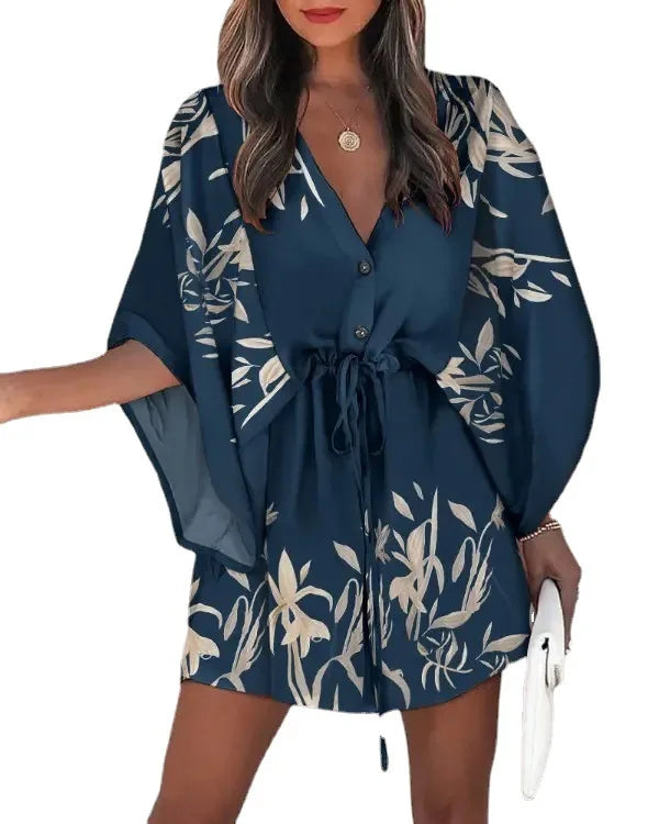 women floral summer dress
casual v neck mini dress women
women loose fit floral dress
stylish summer dress for women
women beach vacation dress
floral print women mini dress
elegant women summer outfit
women bat sleeve dress
lightweight women casual dress
women trendy floral dress