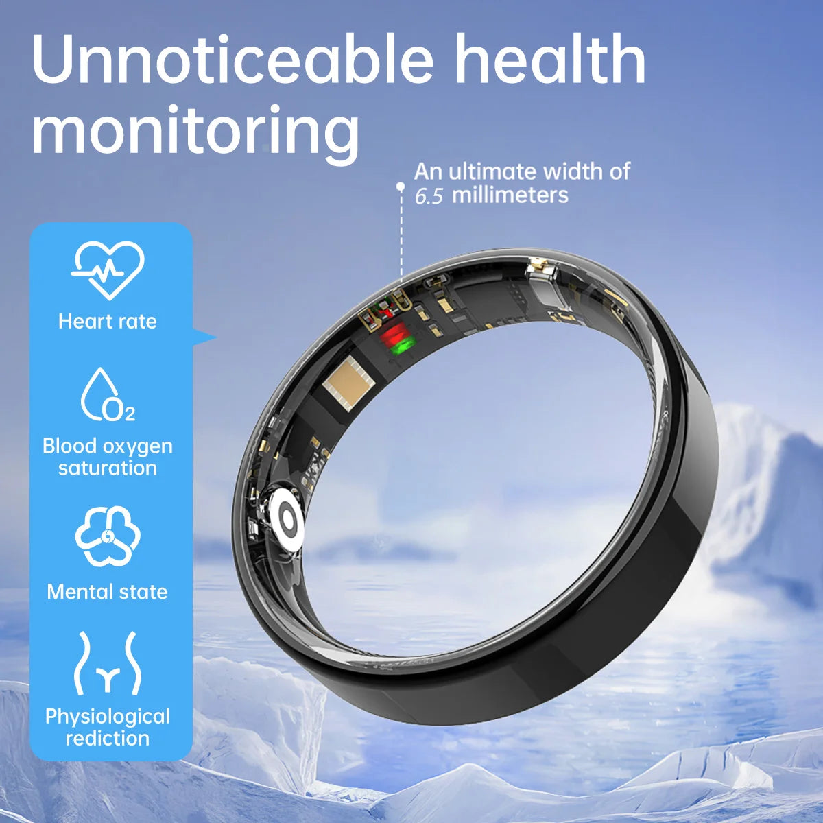 Smart Health Ring with Bluetooth connectivity, fitness tracking, sleep monitoring, waterproof stainless steel design for men and women